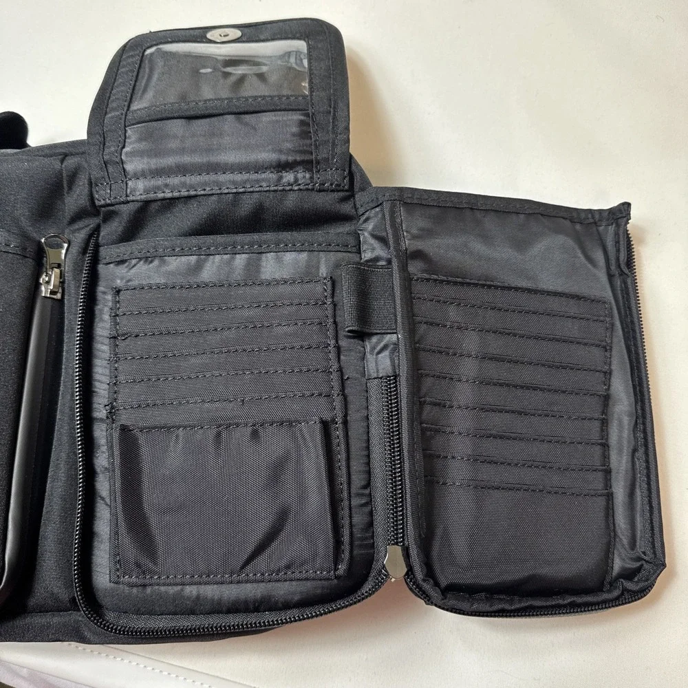 The KangaLife Nylon Traveler Messenger Bag NEW RFID Wallet Bottle Pocket‎ Black